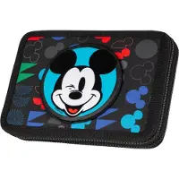 CoolPack Federmäppchen "Etui XL, Disney, Mickey Mouse, mit 2 Reißverschlüssen" befüllt