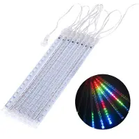Macleans Solar LED Eiszapfen Lichterkette 144 LED 8x Eiszapfen RGB Lichtervorhang 2,4m Weihnachtsbeleuchtung IP44 Dekoration Solarleuchte