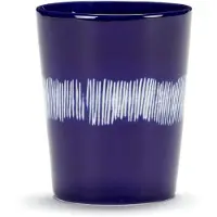 Serax Teeglas Feast Tablware by Ottolenghi Dark Blue Stripes White 330 ml