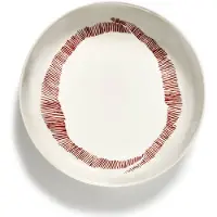 Serax Tiefer Teller Feast Tableware by Ottolenghi White Stripes Red 22 cm