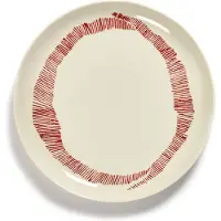 Serax Essteller Feast Tableware by Ottolenghi White Stripes Red M 22,5 cm