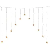 Konstsmide LED Lichtervorhang, 12 klare Sterne, 85 warm weiße Dioden, 4,5V, Außen (IP44), transparentes Kabel- 4047-103