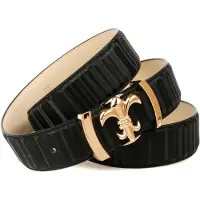 Anthoni Crown Ledergürtel , Damen, Gr. 105, schwarz, Rindsleder, gestreift, unifarben, festlich, Gürtel Ledergürtel, mit filigraner goldfarbener Koppel-Schließe