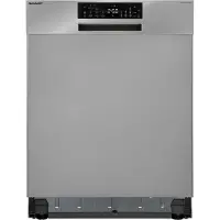 Sharp QW-NA25GU44BS-DE unterbaufähiger Geschirrspüler mit Besteckschublade (60cm), (14 Gedecke, EEK B), (8 Programme, AquaStop), Silber