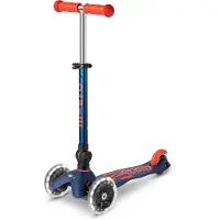 Micro Kinderroller Mini Deluxe faltbar LED marineblau verstellbar