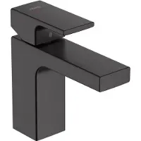 Hansgrohe Vernis Shape Einhebel-Waschtischmischer 100 CoolStart mit isolierter Wasserführung und Zugstangen-Ablaufgarnitur, Mattschwarz