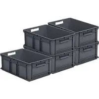 Ssi Eurobox EF 6220, geschlossen, Recycling-Polypropylen, B 600 x T 400 x H 220 mm, 43,5 l, 5 Stück