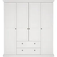 Ebuy24 Venedig Kleiderschrank 4-Trg. mit 2 Schubladen Breite 181 cm, Höhe 200 cm weiss.