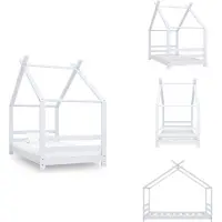 vidaXL Kinder-Bettgestell Weiß Massivholz Kiefer 80x160 cm - Baby- & Kleinkinderbetten