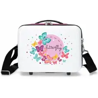 Movom für Mädchen. 3723961 Kulturtasche ABS Butterfly Happy Time Anpassungsfähig weiß, fuchsia -29x21x15cm-. (OSFA), Rosa, ABS/Polykarbonat,