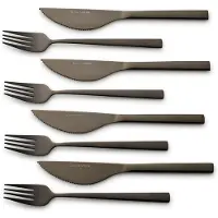 Echtwerk EW-PK-2205 Pizzabesteck-Set Pizzaset Steakbesteck Essbesteck 8-tlg. 4 Personen 4 Pizzamessern und 4 Pizzagabeln Edelstahl Silber-Edition, Farbe:Black