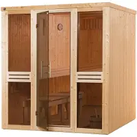 Weka Sauna "Elementsauna KAARINA 2" platzsparende Nischensauna, 2 Fensterelemente, moderne Ganzglastür