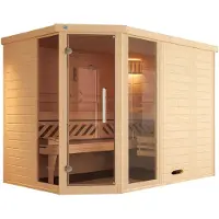 Weka Sauna "Design-Sauna KEMI Eck 2" Blockbohlen, vorgef. Elemente, Fensterelement, mod. Ganzglastür