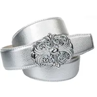 Anthoni Crown Ledergürtel , Damen, Gr. 100, silber (silberfarben), Rindsleder, unifarben, Gürtel Ledergürtel, in silberfarben mit Unterführung, dekorative Schließe