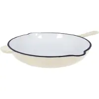 Echtwerk Bratpfanne Gusseisen Emaille-Beschichtung Gusseisenpfanne mit zwei Griffen Creme, Ø 26,5 cm,, Farbe:Creme