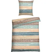 Schiesser Bettwäscheset Emilia | Gestreift | Renforcé | 2-teilig | 100% Baumwolle | Angenehm weich & glatt | YKK-Reißverschluss | 155x220 cm + 80x80 cm | Petrol
