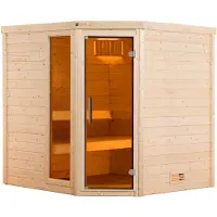 Weka Sauna "Massivholzsauna TURKU 2" Blockbohlen, Fensterelement, moderne Ganzglastür