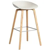 HAY - About A Stool AAS 32 H 75 cm, Eiche lackiert / Edelstahl / melange cream 2.0 (Kunststoffgleiter)