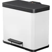 Hailo Öko trio Plus L Tret-Mülltrenner - freistehender 3 x 9 Liter Dreifachmülleimer aus Stahlblech - Mülltrennsystem mit soft close Deckel - 3-fach Abfalltrenner für die Küche - Weiß