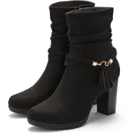 LASCANA Stiefelette Stiefel, Boots mit Blockabsatz und Schmuckelement VEGAN