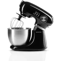 DS Produkte GOURMETmaxx Küchenmaschine Knetmaschine Rührmaschine Mixer Edelstahl Teigmaschine Rührgerät Standmixer Teig Rührschüssel Stand Schwarz Kompakt
