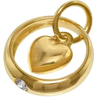 Trendor 75431 Taufring mit Zirkonia und Herzchen Gold 585 / 14K