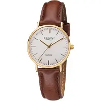 Regent Damen Uhr Lederarmband Leder Armbanduhr Analog braun URF1299