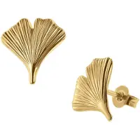 Trendor 75079 Damen Ohrringe 333 Gold Ohrstecker Ginkgo-Blatt