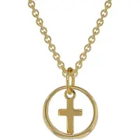 Trendor 39485 Taufring Anhänger mit Kreuz Gold 333 + vergoldete Silberkette