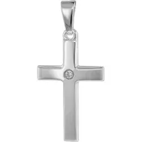 Trendor 75449 Kreuz mit Zirkonia 19 mm Weißgold 585 / 14K