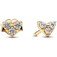 Pandora 263003C01 Damen-Ohrstecker Herz mit Dreifachem Stein Goldfarben