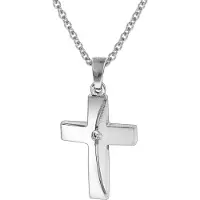 Trendor 35864 Damen-Halskette mit Kreuz-Anhänger 925 Silber