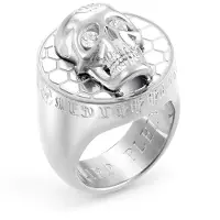 Philipp Plein PJ8AA09R Herrenring 3D Skull Grau