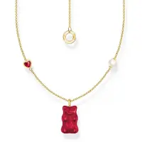 Thomas Sabo KE2206-430-10-L45V Damen-Kette mit Goldbären-Anhänger Rot