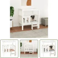 The Living Store Hundebett Weiß 65,5x43x70 cm Massivholz Kiefer