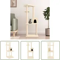 The Living Store Kratzbaum mit Sisal-Kratzsäulen Creme 123 cm