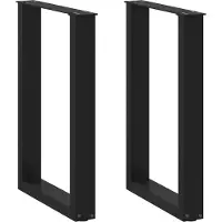 vidaXL Esstischbeine U-Form 2 Stk. Schwarz 50x(72-73) cm Stahl