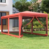 The Living Store Partyzelt mit 6 Mesh-Seitenwänden Rot 3x6 m HDPE