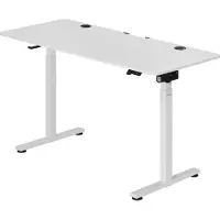 Juskys Höhenverstellbarer Schreibtisch 140x60cm - Elektrisch stufenlos verstellbar Bürotisch Sitz- & Stehtisch Speicherplatz Memory-Funktion - Weiß