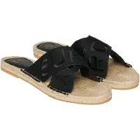 Superdry für Damen. WF310221A Schwarze Espadrilles mit gekreuzten Riemen (37), Stoff, Wohnung, Keine, Lässig