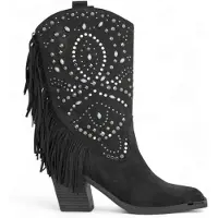 Alma en pena für Damen. I240524 Schwarze Nietenstiefel aus Leder (36), 5 bis 8 cm, Keine, Lässig