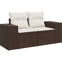 vidaXL Gartensofa mit Kissen 2-Sitzer Braun Poly Rattan