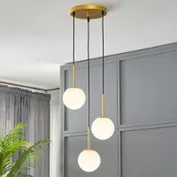 LumenXL 3-flammige Pendelleuchte Addy gold mit Milchglas