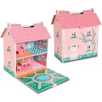 Deqube Tragbares Taschenpuppenhaus Aus Holz