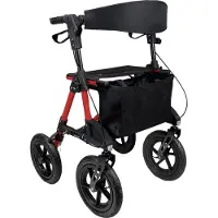 Antar Aluminium Outdoor Rollator Luftbereifung Leichtgewicht Große Räder Rot 1 St
