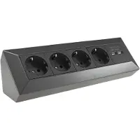 Chilitec 4-fach Steckdosenblock+2x USB anthrazit 250V/ 16A Aufbaumontage USB 3,1A