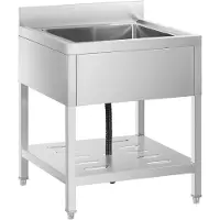 Royal Catering Einbeckenspüle für die Gastronomie mit Ablage und Rand 70 x 70 x 95 cm
