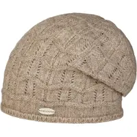 Chillouts Beanie "Maira Hat", Damen, grau (taupe), Feinstrick, Materialmix, meliert, unifarben, Mützen Beanie, mit weichem Lochstrickmuster