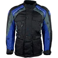 Roleff Motorradjacke "Liverpool RO" Gr. 5XL, schwarz (schwarz, blau), Jacken, 5XL, Obermaterial: 100% Polyester. Innenfutter: 100% Polyester, Motorradjacke, Unisex, Mit Sicherheitsstreifen, 4 Taschen