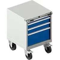 Schäfer Shop Schubladenschrank mit Rollen WSK 27-27, 4 Schübe, bis 200 kg, B 564 x T 572 x H 770 mm, lichtgrau/enzianblau
